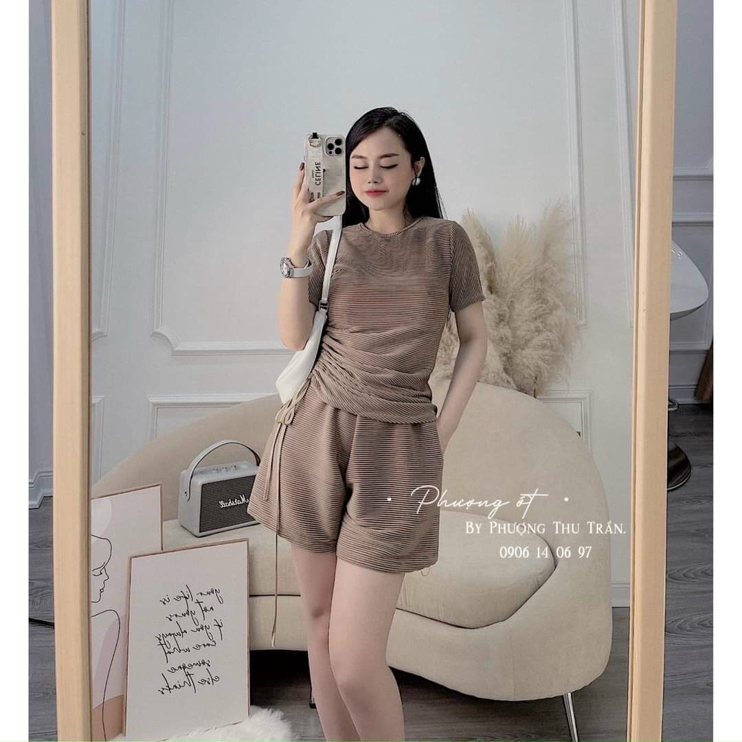 Set bộ đồ nữ ngắn thun gân sang chảnh cực xinh tt hbmt