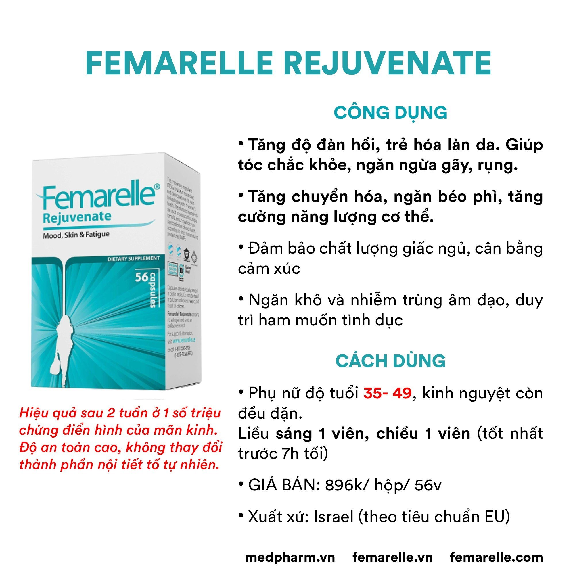 Femarelle Rejuvenate-Hỗ trợ cải thiện triệu chứng giai đoạn tiền mãn kinh
