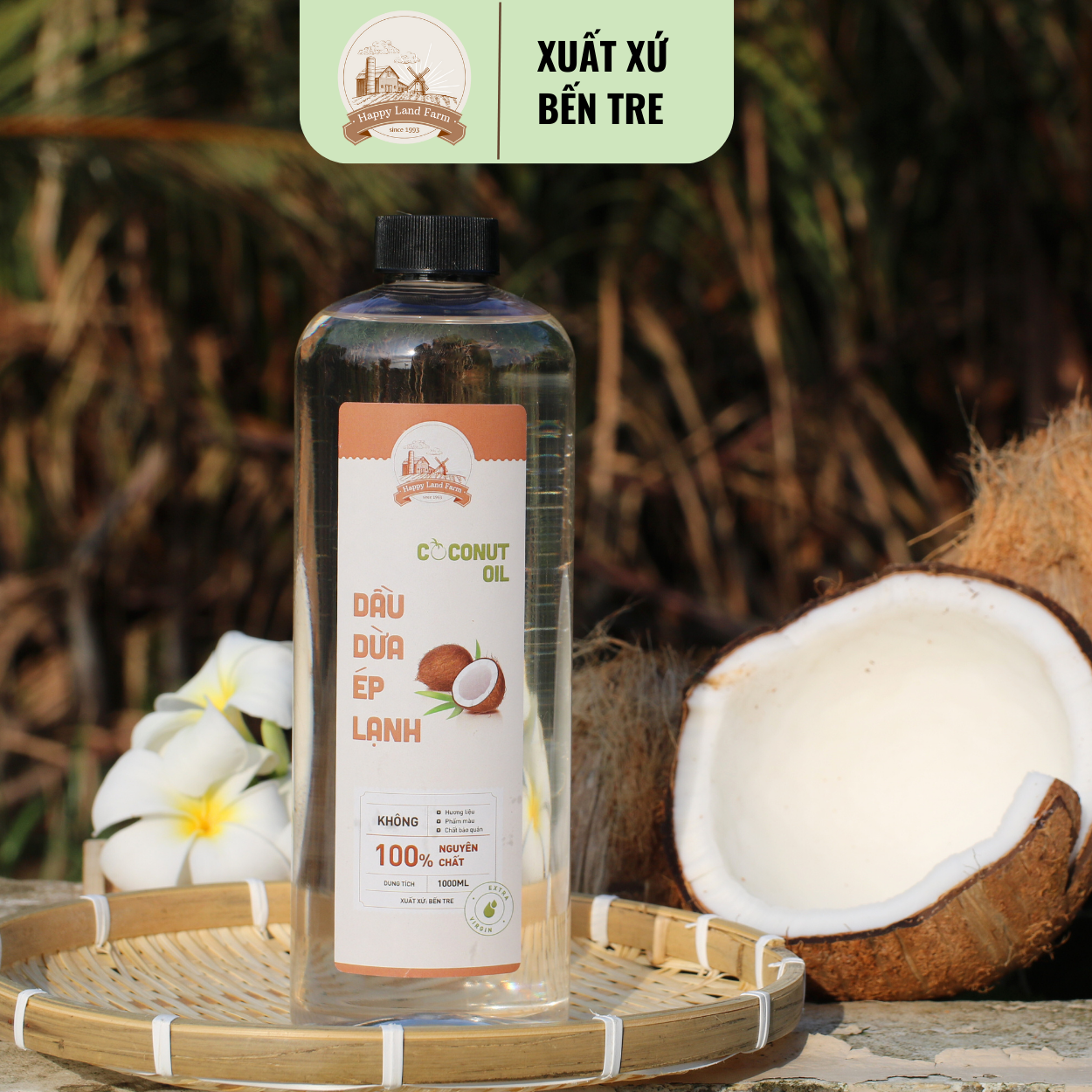 Dầu dừa ép lạnh bến tre nguyên chất 100% - 1000ml