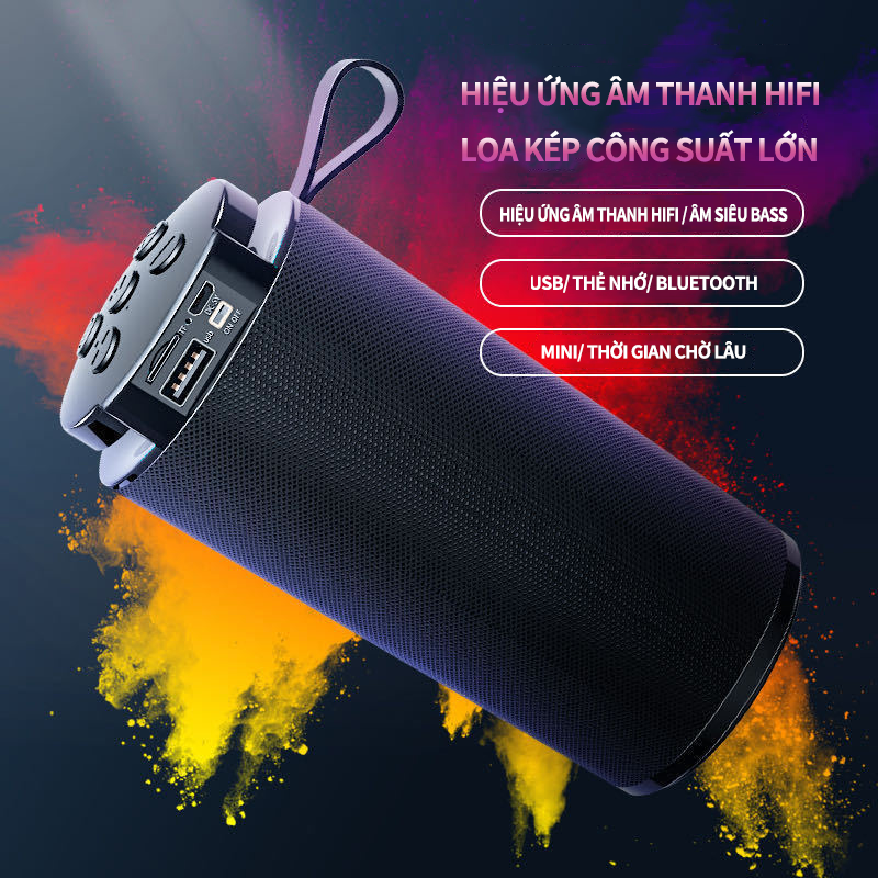 Loa bluetooth không dây, đèn led sắc màu, mini,âm thanh Hifi, thời gian phát siêu dài