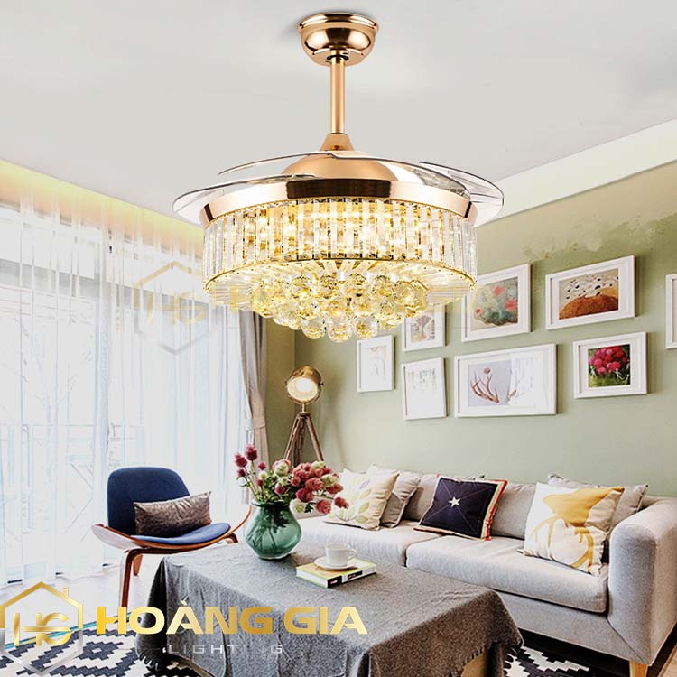 Quạt Trần Đèn - Quạt Trần Phòng Khách QPF106 - Cánh Cụp Cánh Xòe Có 3 Chế Độ Ánh Sáng Sang Trọng - Điều Khiển Từ Xa