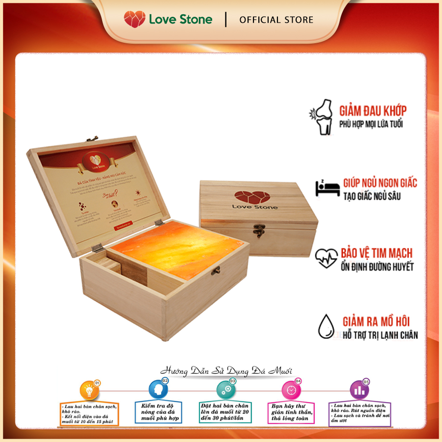 Combo 2 Hộp Đá Muối Massage Chân Himalaya Love Stone Standard ( Mặt Đá Phẳng )