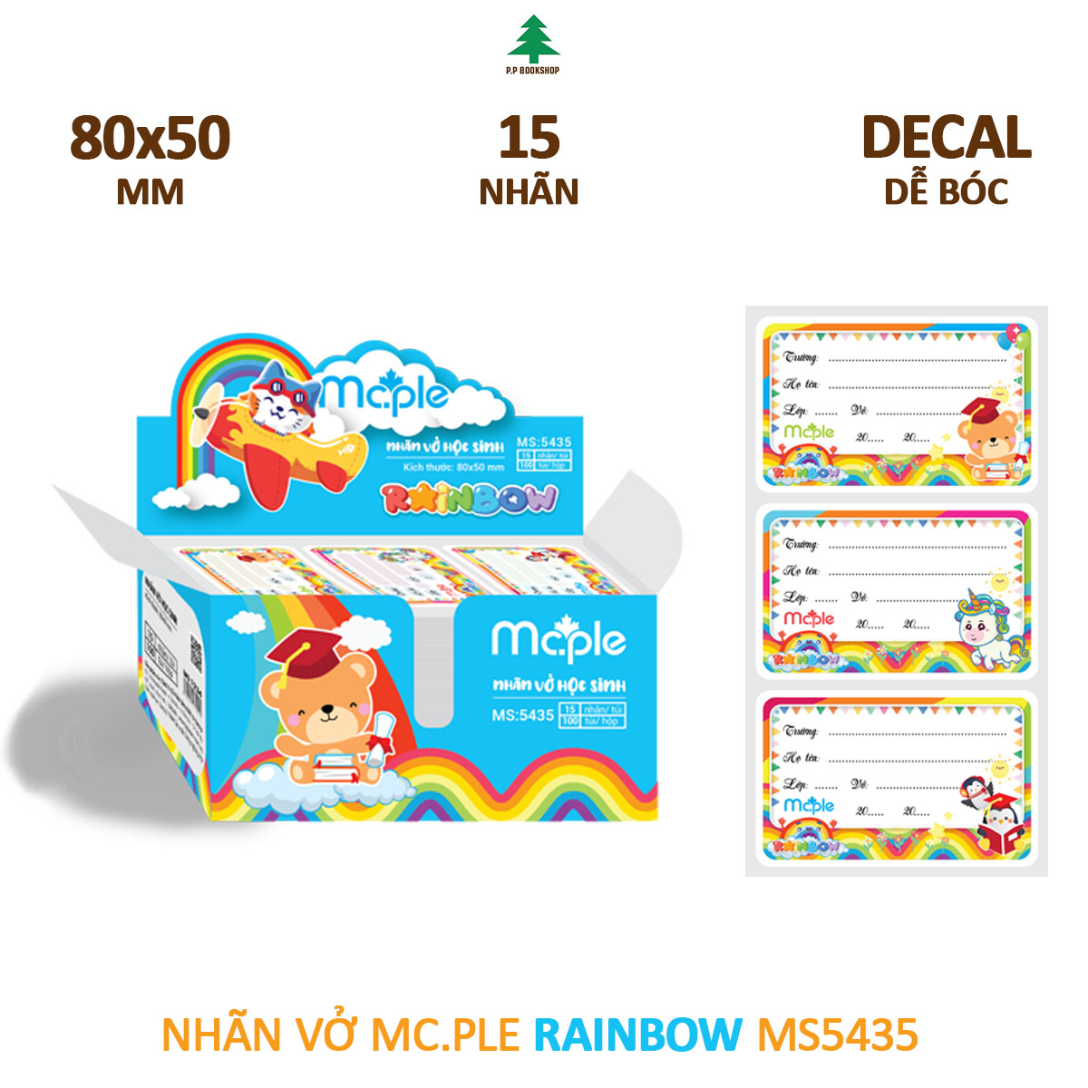Nhãn vở Mc.ple RAINBOW 5435 Nhãn vở học sinh giá rẻ, đồ dùng học sinh chất lượng, cao cấp