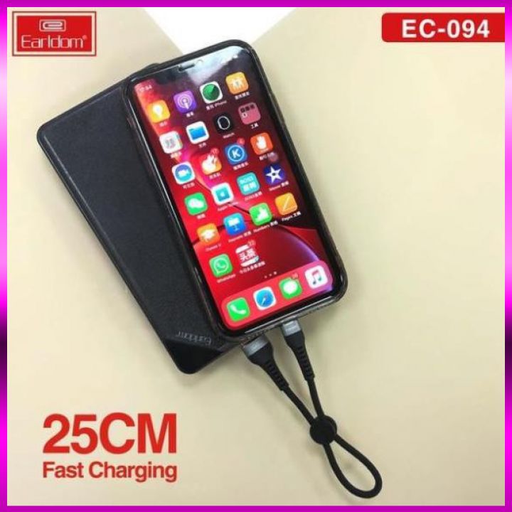 [HCM]Cáp sạc ngắn 25cm Earldom (iphone type C Micro Usb) chính hãng