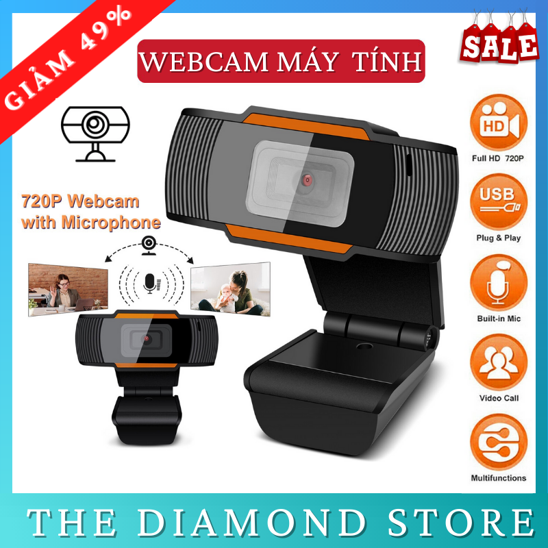 Webcam Máy Tính PC Để Bàn Có Mic 720P Hỗ Trợ Học Online Qua Zoom Hội Họp Gọi Video Với Hình Ảnh Siêu Sắc Nét