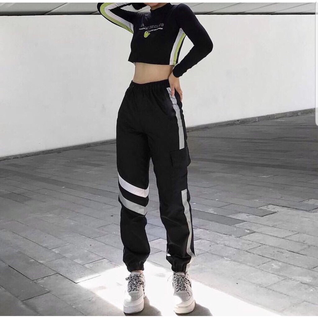 Quần jogger thể thao nam nữ phản quang nỉ da cá có túi tp389