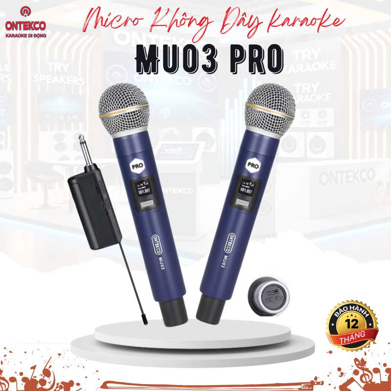 bộ micro không dây  ontekco  hát karaoke cho mọi loa kéo, âm ly, đầu míc bằng thép cao cấp, bảo hành 12 tháng.