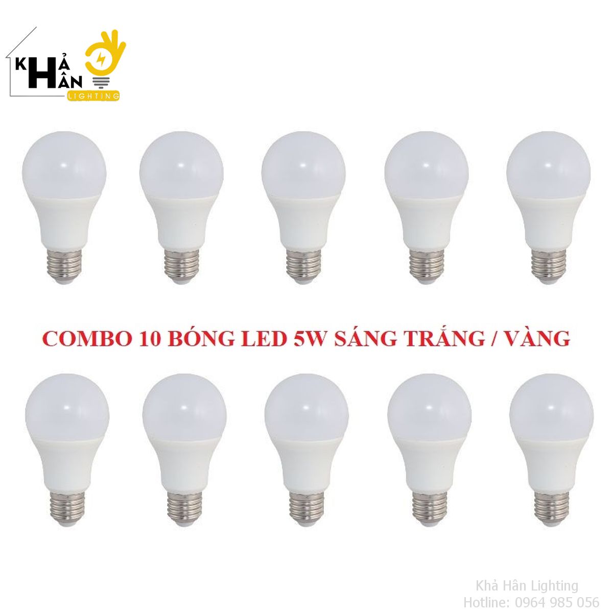 Combo 10 bóng led búp tròn 5w sáng trắng/vàng - đèn khả hân bóng led, bóng búp nhựa kín nước, bóng đèn trang trí ngoài trời