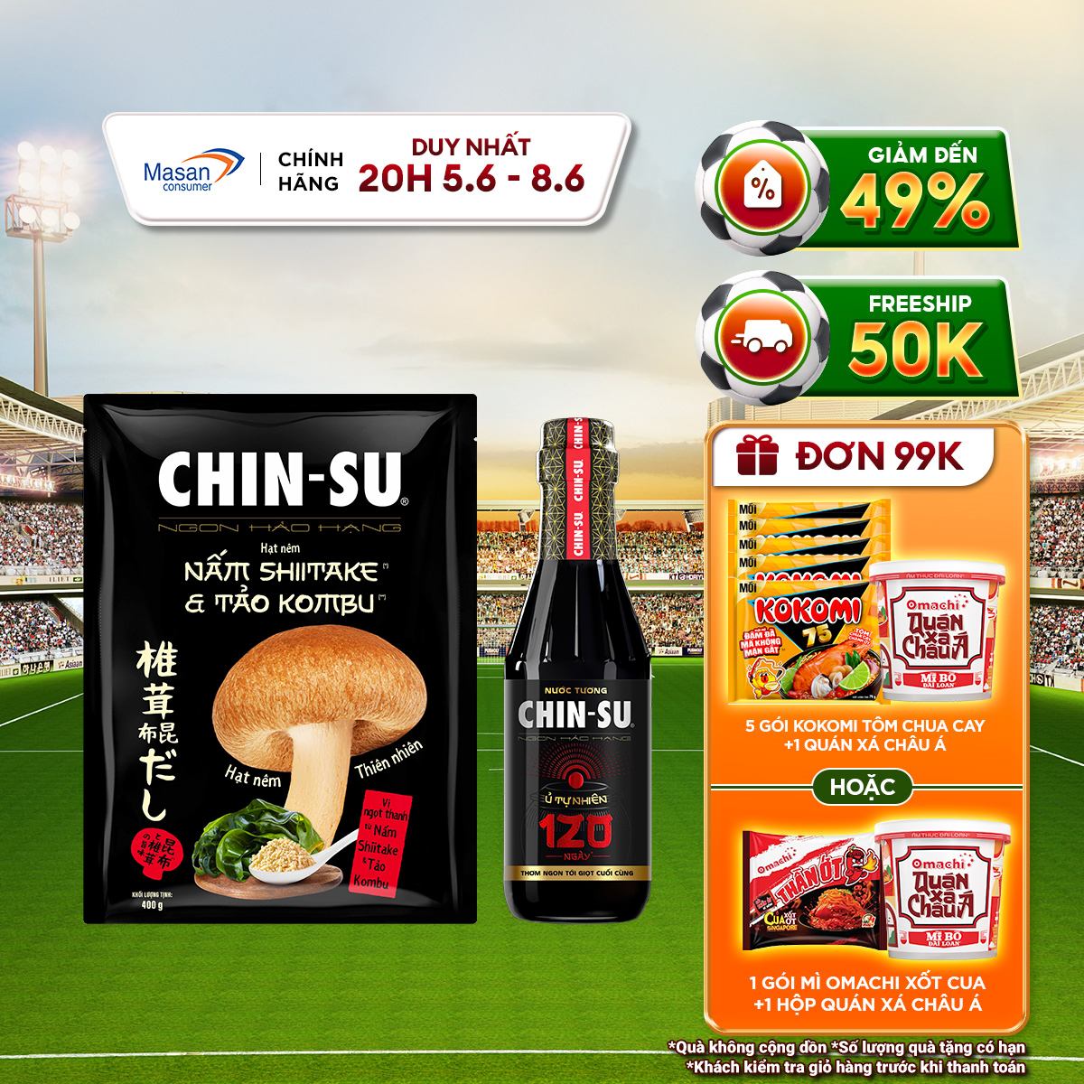 Combo 1 Hạt nêm Nấm Kombu + 1 Nước tương CHIN-SU ủ tự nhiên 120 ngày 300ml