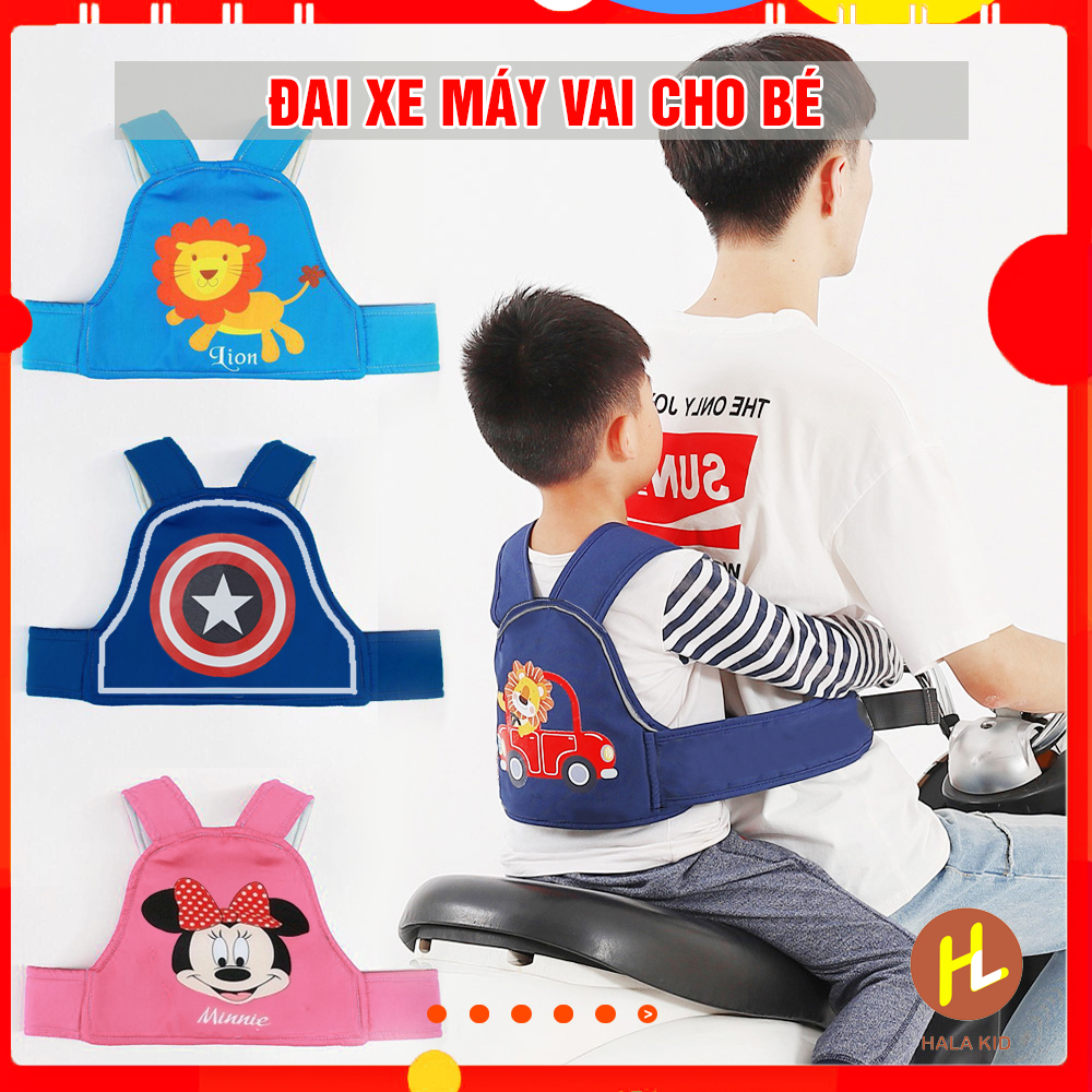 Đai đi xe máy ĐỠ VAI an toàn cho bé LOẠI DÀY  từ 18 tháng- 10 tuổi - Hala Kid QATE0114