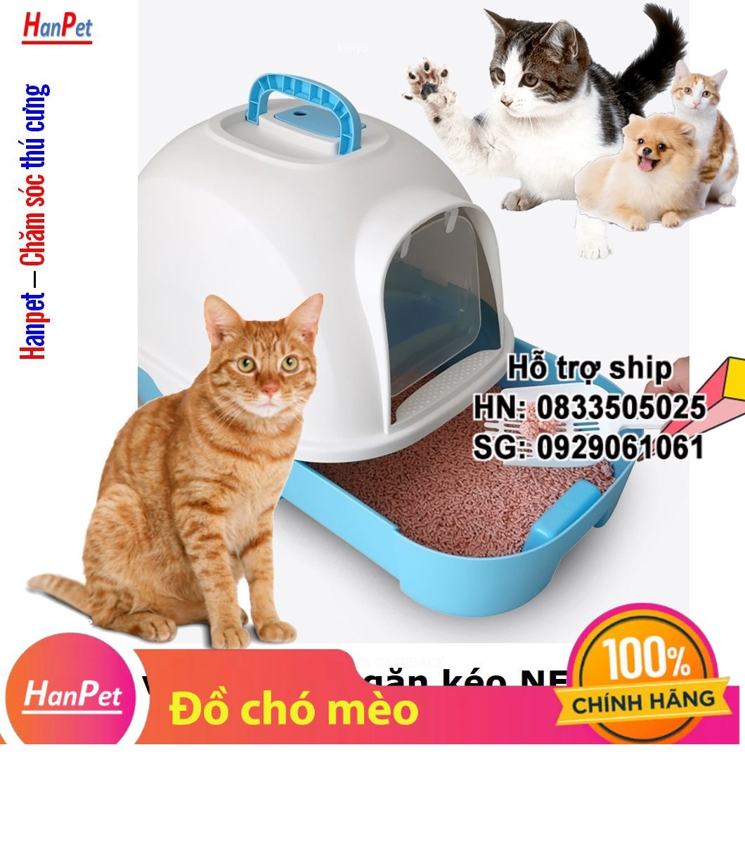 Hanpet - Nhà vệ sinh cho mèo có khay cát dạng ngăn kéo new nha ve sinh meo / khay đựng cát