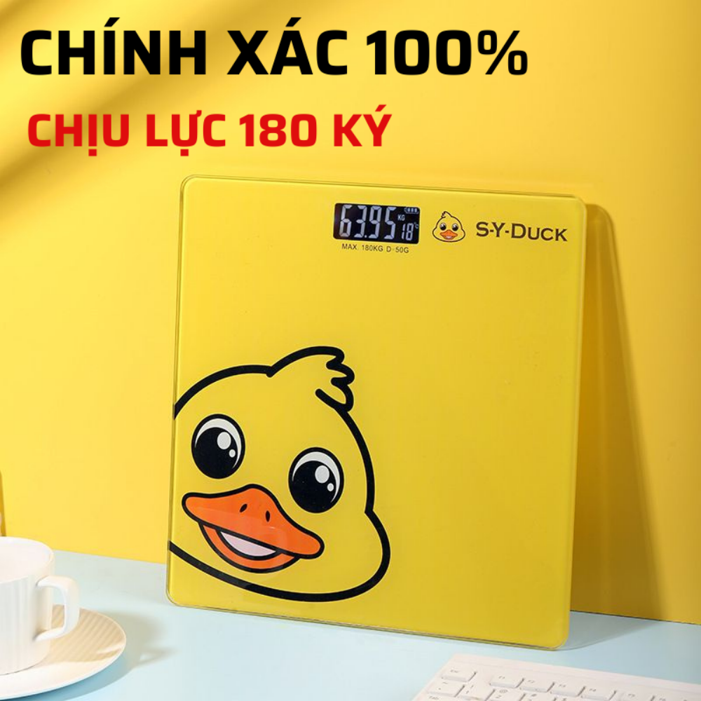 cân sức khỏe gia đình , Cân điện tử, cân sức khoẻ cao cấp con vịt vàng 180kg (shop thông minh đa năng )