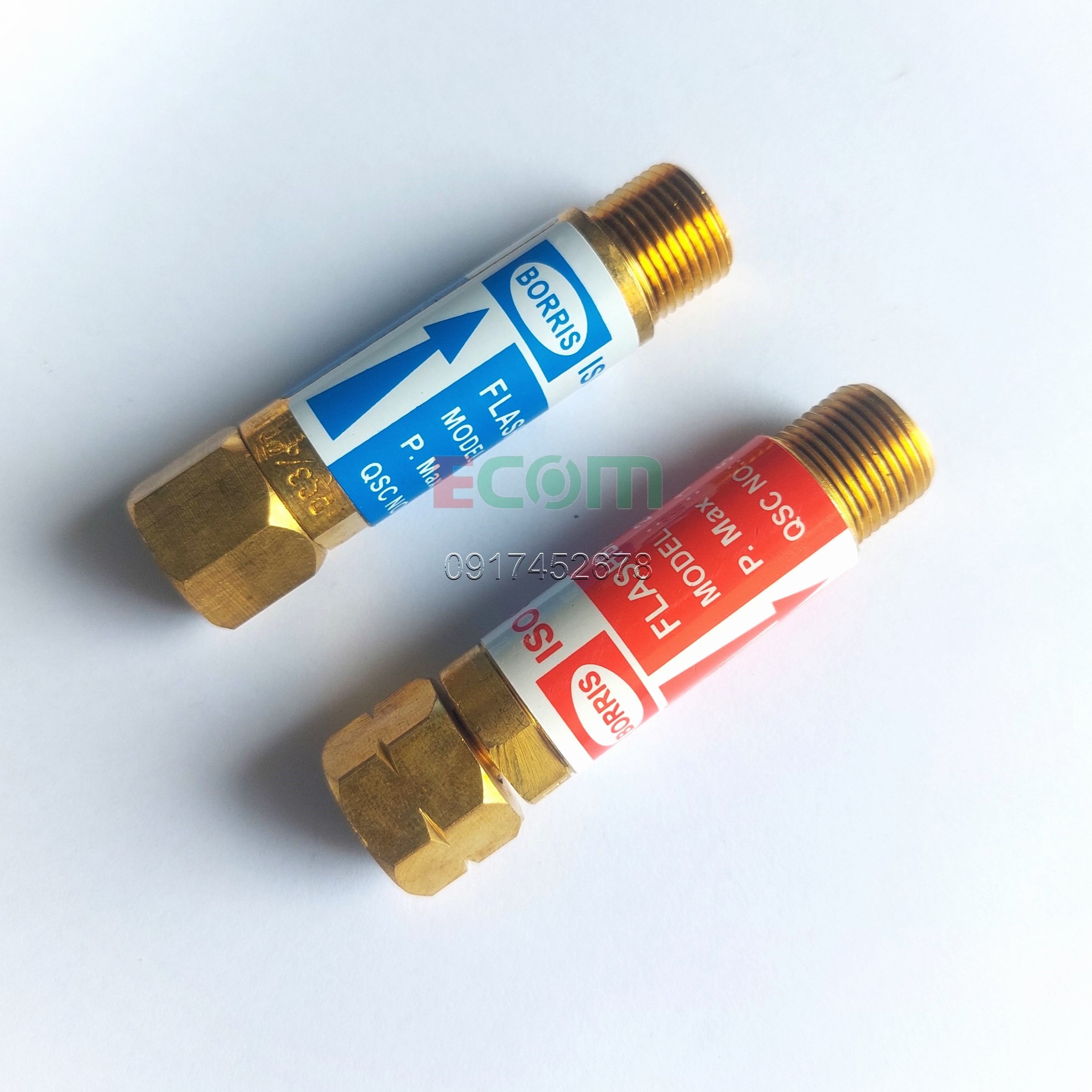 Bộ van 1 chiều đồng hồ gas oxy ren 3/8'' - Van chống cháy ngược