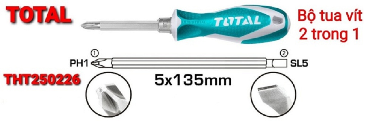 Bộ tua vít 2 trong 1 total tht250226