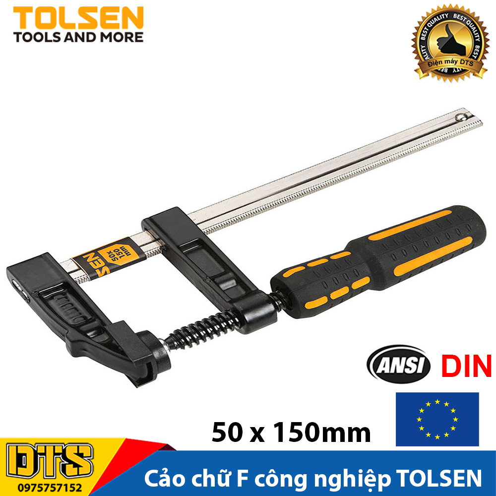 Cảo chữ F công nghiệp cán nhựa  50 x 150mm TOLSEN - Tiêu chuẩn xuất khẩu Châu Âu (Vam kẹp gỗ chữ F)