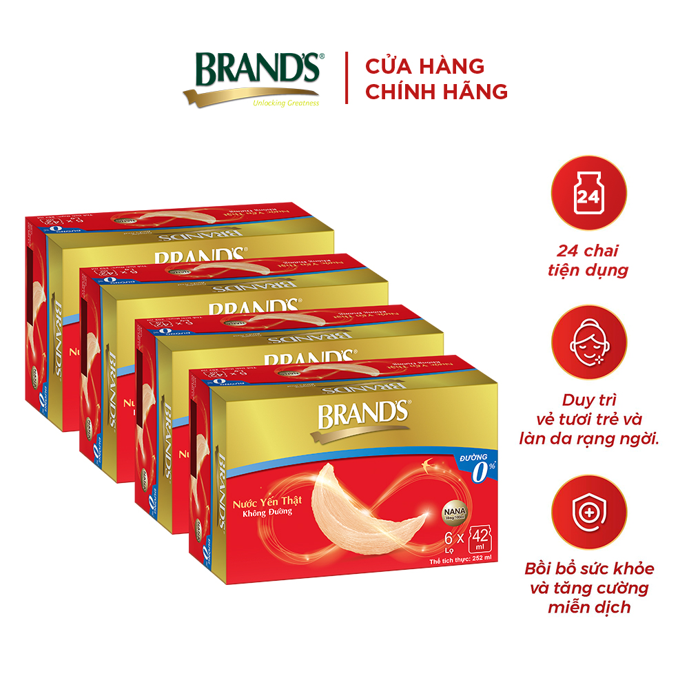 Giao hàng 2h Combo 4 Nước yến thật BRAND'S Không Đường 42 ml x 24 lọ