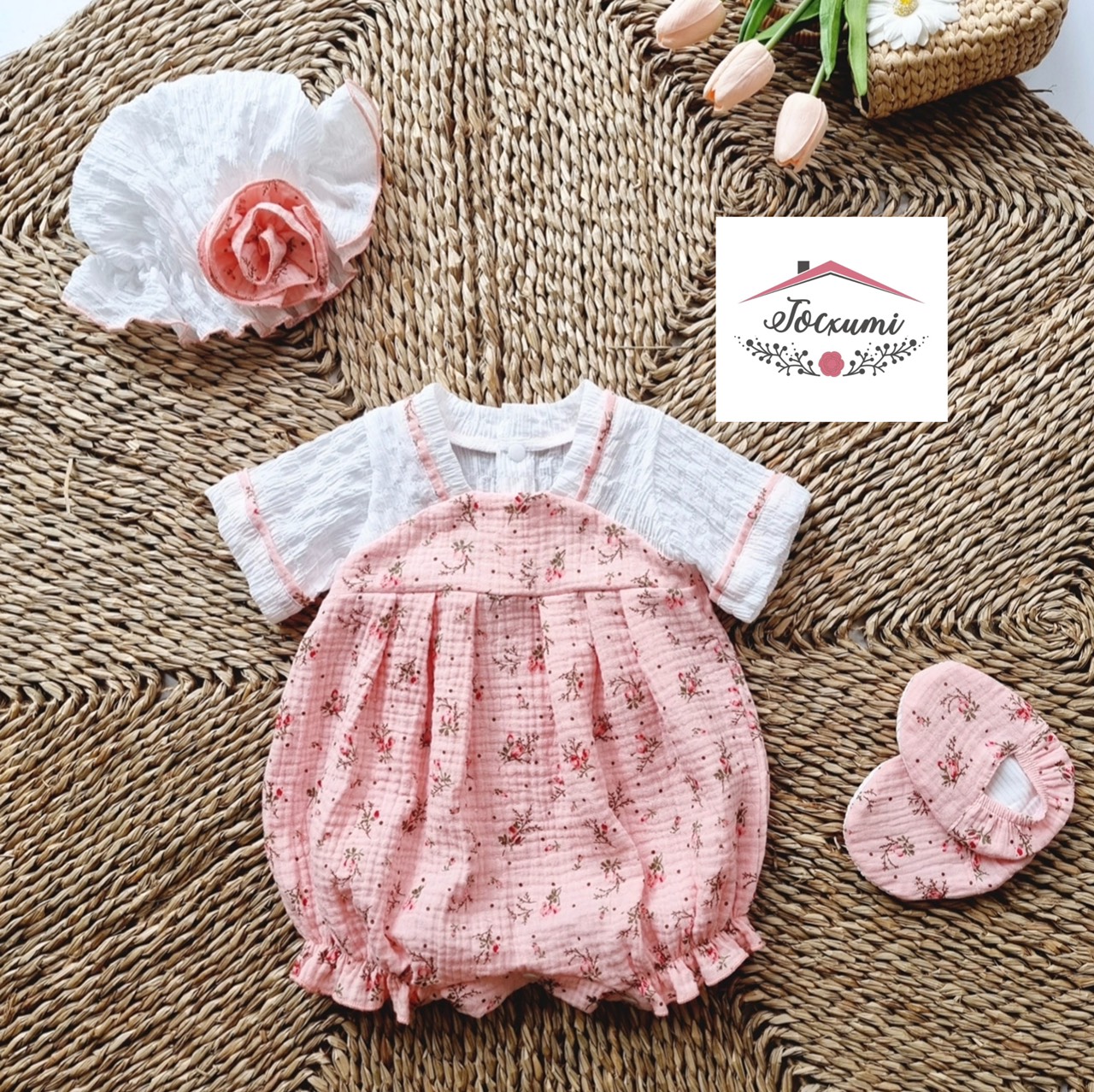 Body đùi hanbok hoa hồng đáng yêu - tocxumi