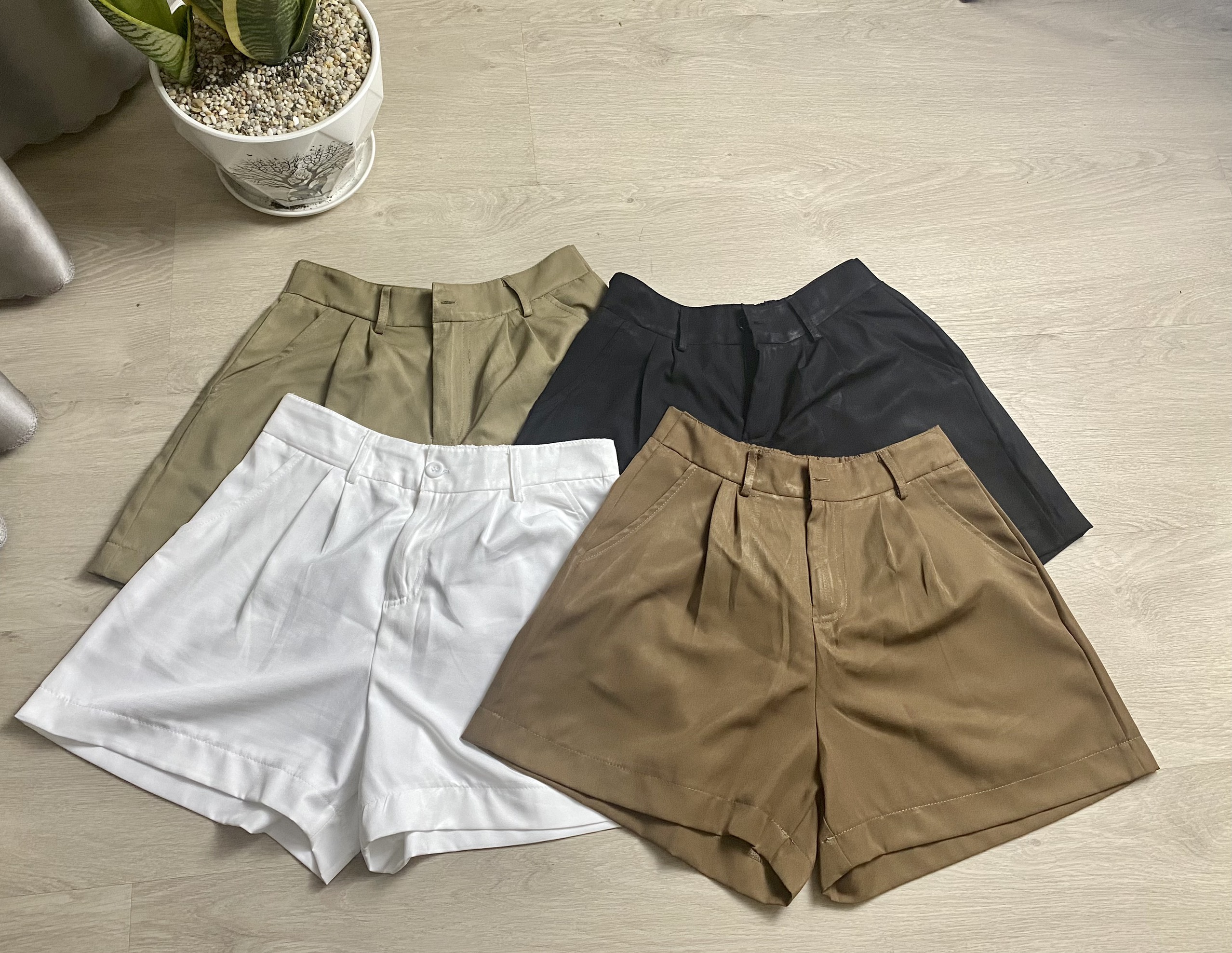 Bigsize - quần short nữ basic lưng cao ống rộng