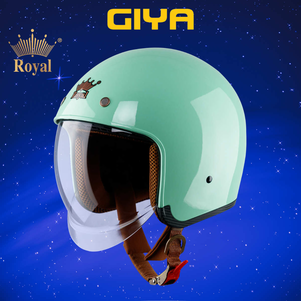 Mũ bảo hiểm 3/4 Royal M139 kính âm màu xanh ngọc bóng, kính âm màu khói trà hạn chế tia UV phù hợp cho cả nam và nữ - Giya Helmet 1