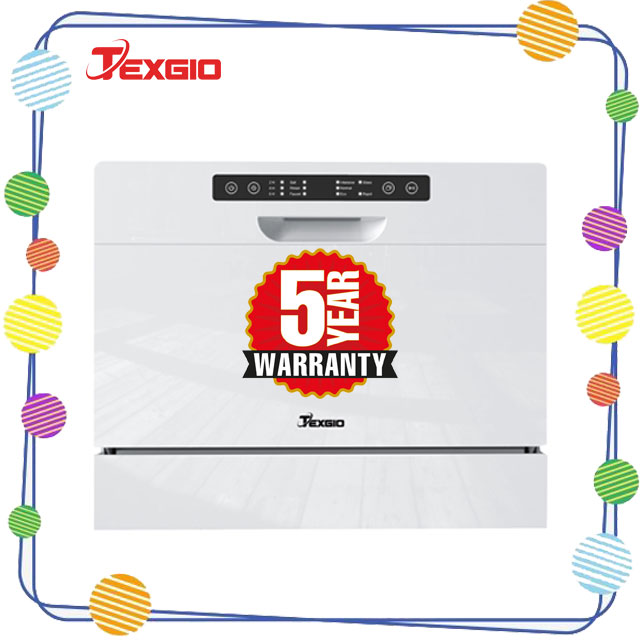 Texgio dishwasher tg-dt2022a, 6 place settings, free shipping, touch control, white colour