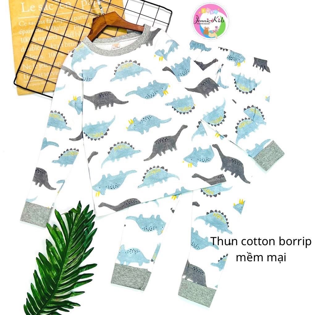 Bộ bé trai, đồ bộ bé trai dài tay size đại thun borrip cotton VNXK Jennie kids J464