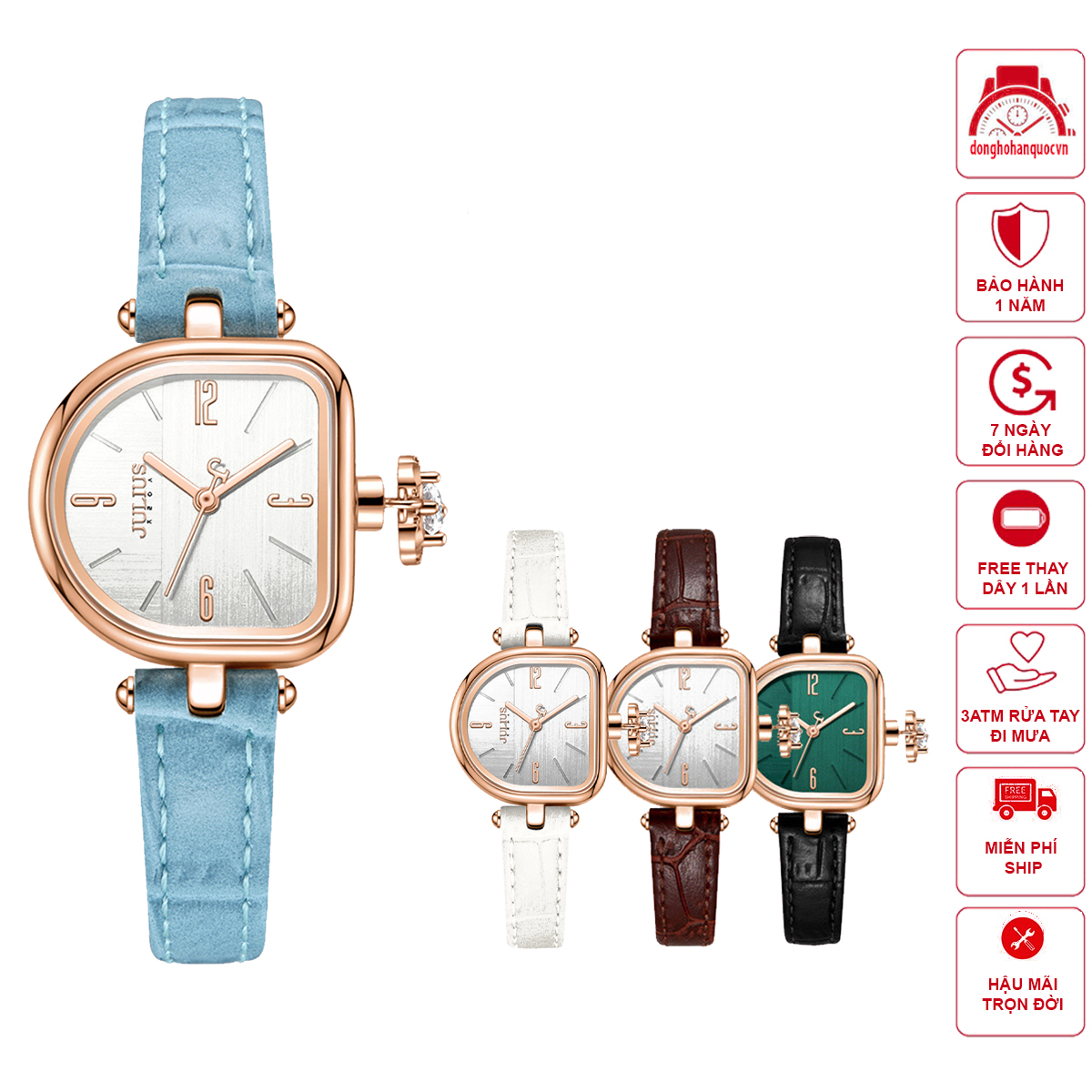 Đồng hồ nữ julius ja-1394 dây da độc đáo