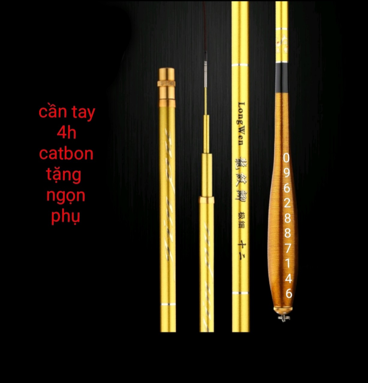 Cần câu tay 4h vàng đồng tặng ngọn phụ