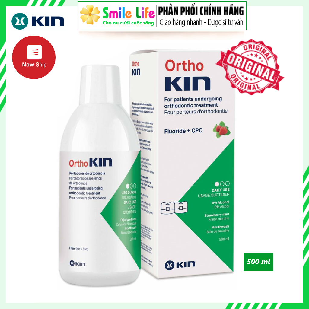 Nước súc miệng cho răng niềng ortho kin 500ml - ngừa sâu men khi mang mắc cài