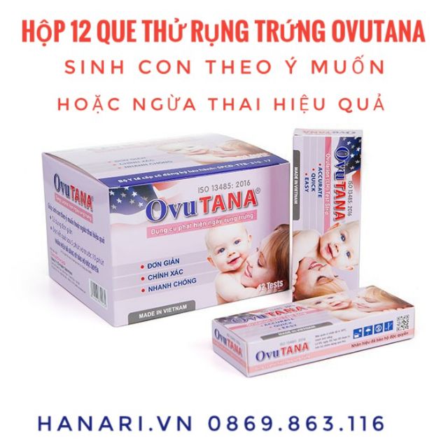 [Chính xác nhất] Hộp 12 que/test thử rụng trứng/ trứng rụng Ovutana - 3 test rụng trứng