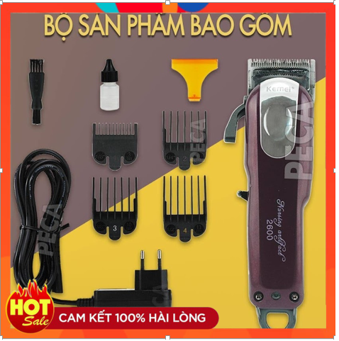 Tông đơ cắt tóc Kemei 2600 - Động cơ mạnh mẽ; lưỡi dao cắt bằng thép không gỉ, Công nghệ sạc nhanh