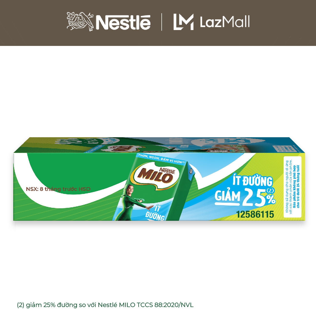   FREESHIP TOÀN QUỐC  Thùng 48 Hộp Sữa lúa mạch Nestlé® MILO® Ít Đường 110ml 