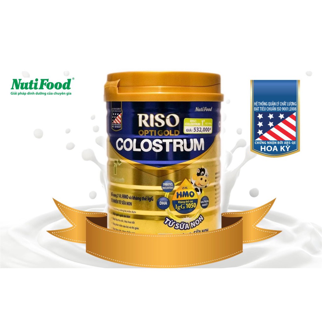 Sữa non riso opti gold colostrum 1+ lon 800g