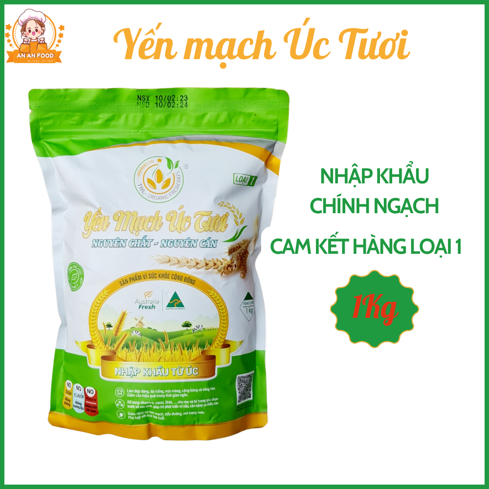 Yến mạch tươi Úc 1kg nguyên chất, nhập khẩu Úc hàng xịn loại 1