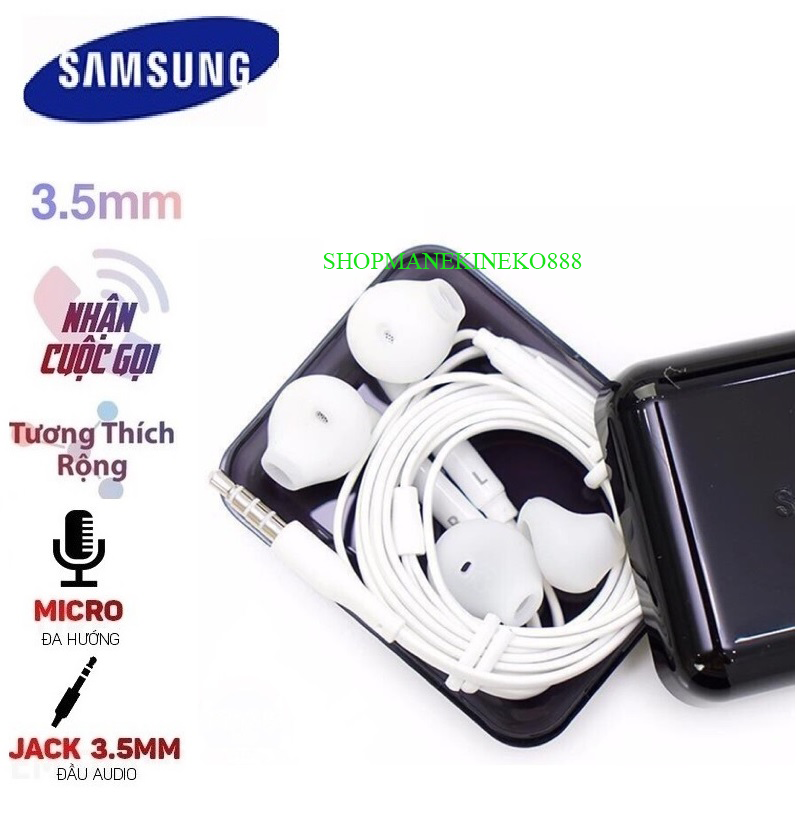 Tai nghe nhét tai có dây Sam Sung bóc máy, có micro đàm thoại, chân cắm 3.5mm