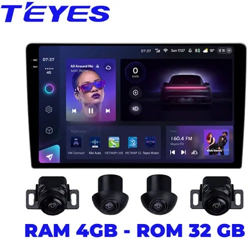 Màn hình android ô tô Vietmap TEYES CC3 2K, Tích hợp 360, Ram 4G Rom 32G Chip 8x, hàng chính hãng bảo hành 2 năm