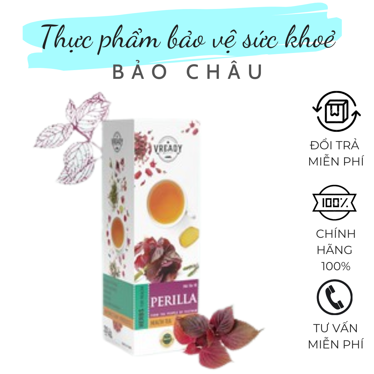 Trà tía tô vready - trà túi lọc thanh nhiệt, giải cảm