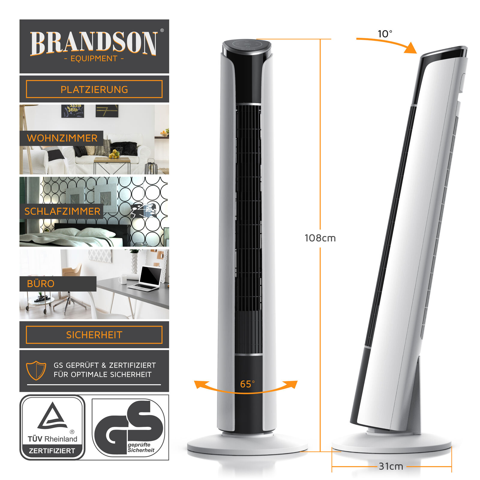 QUẠT THÁP CAO CẤP BRANDSON WDP 303351 / MÀU TRẮNG – CHIẾC QUẠT THÁP HIẾM HOI CHỈNH ĐƯỢC NGHIÊNG – CHIẾC QUẠT THÁP HIẾM HOI CHỈNH ĐƯỢC NGHIÊNG - HÀNG NHẬP ĐỨC