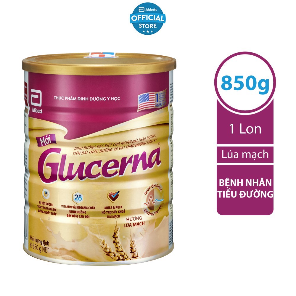 Sữa Glucerna Hương Lúa Mạch dành cho người tiểu đường 850G