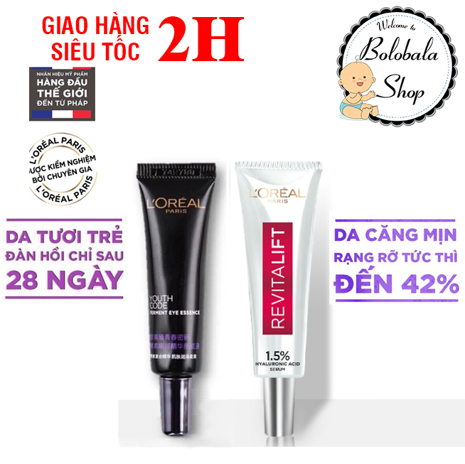 Hoạt chất chống lão hóa và Serum siêu cấp ẩm sáng da L'Oreal Paris pure Hyaluronic Acid 1.5% 7.5ml Loreal