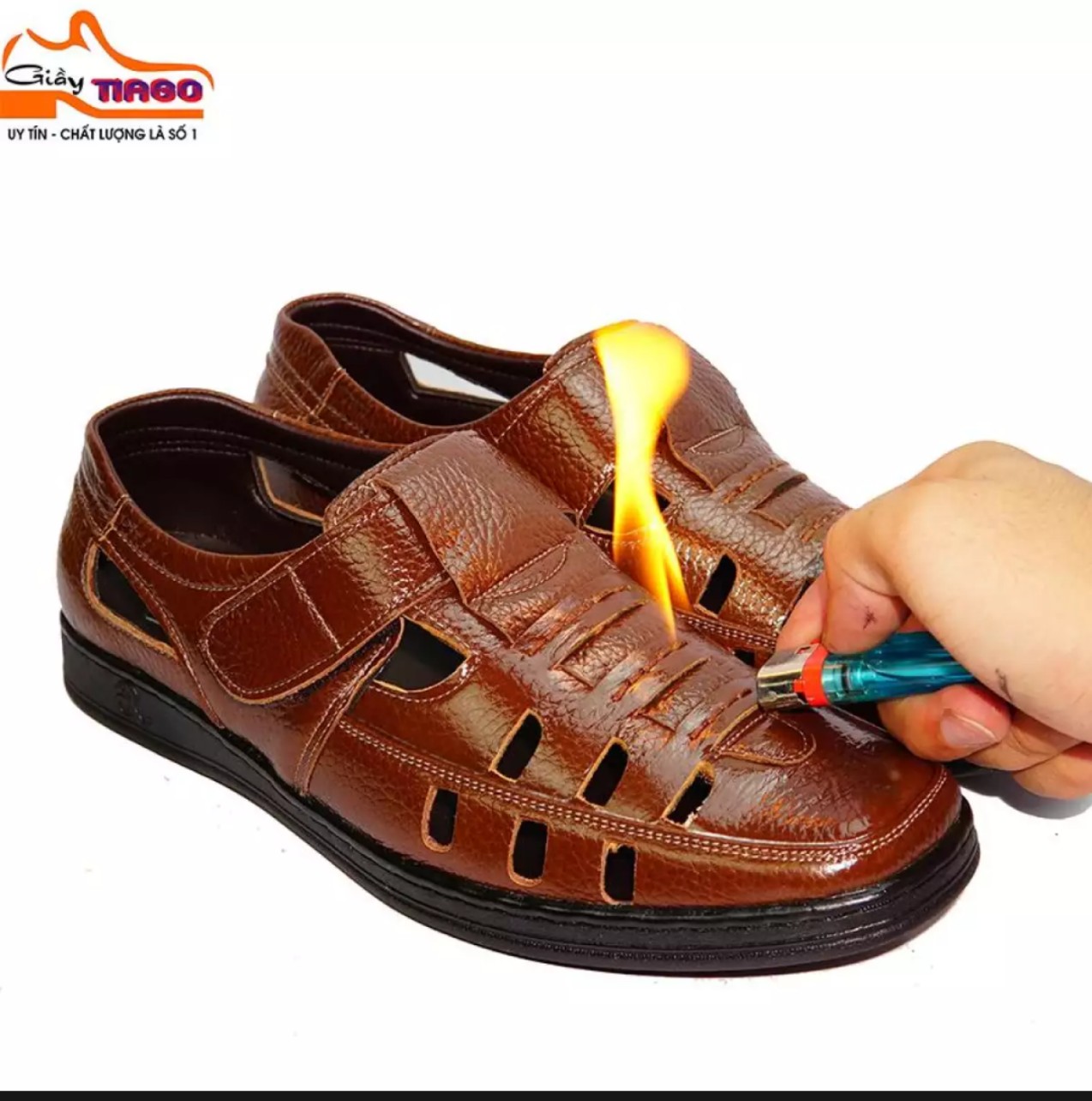 Giầy giọ nam da bò thoáng mát giầy hè nam