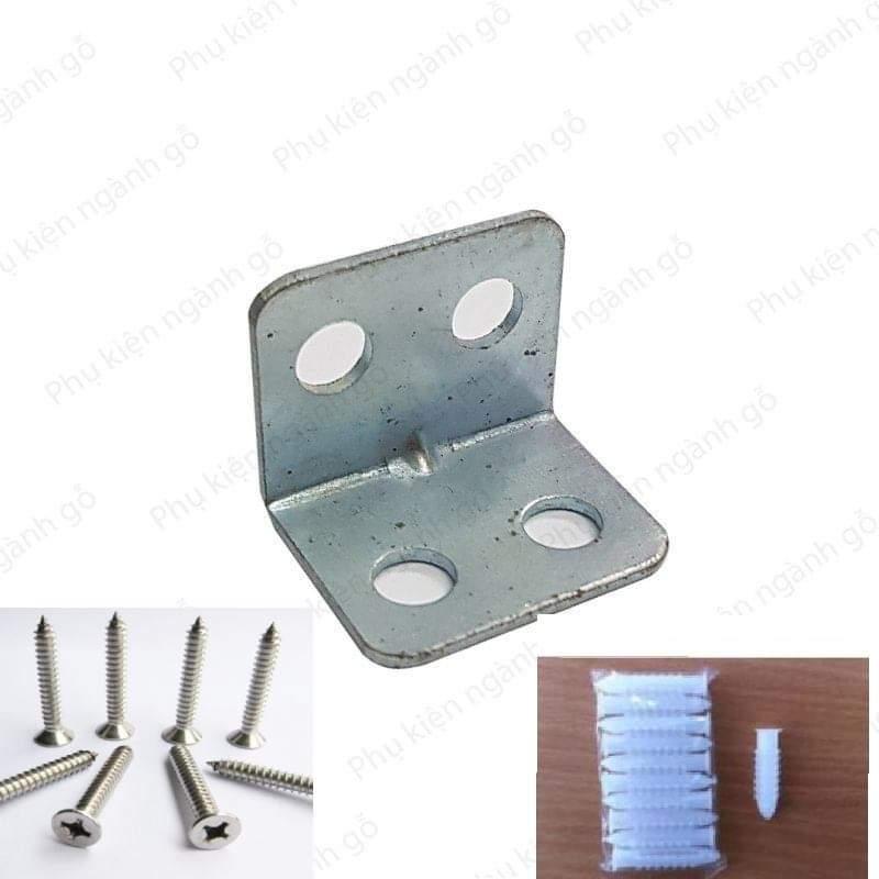BỘ 4 PÁT L 4CM VÀ ỐC VÍT CHO KỆ TREO TƯỜNG