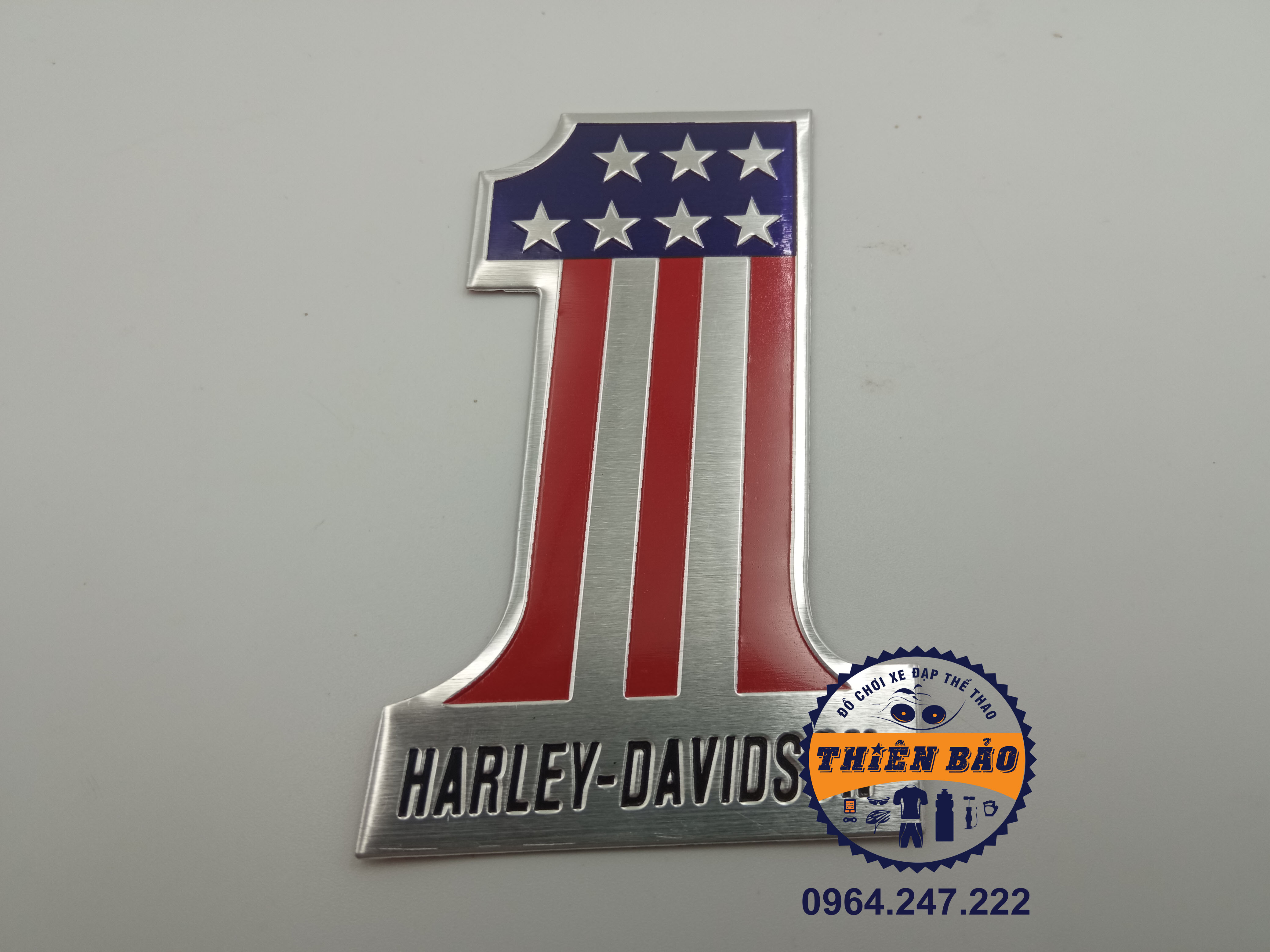 Tem nhôm Harley Davidson hình dán sticker tem dán xe máy PKL hình số 1 logo cờ Mỹ #26