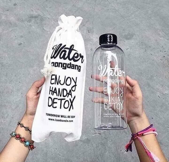 Bình nhựa pong dang detox 1000ml kèm túi vải