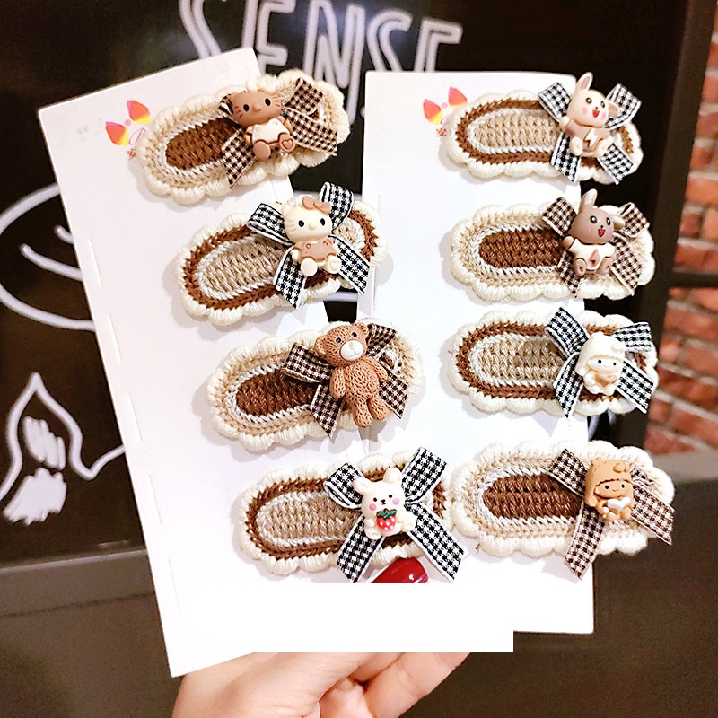 Kẹp tóc thêu gắn hình con vật cute