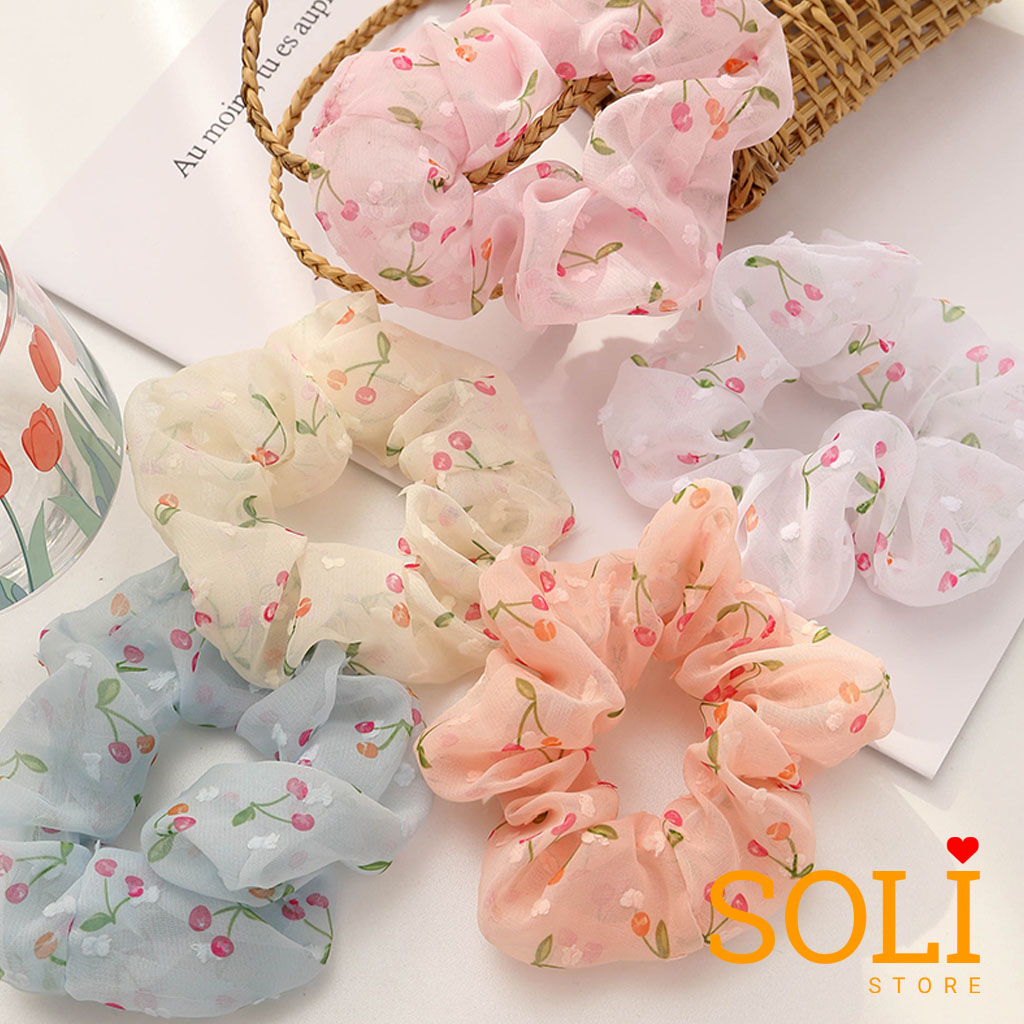 Cột tóc vải Scrunchies quả Anh Đào CT59