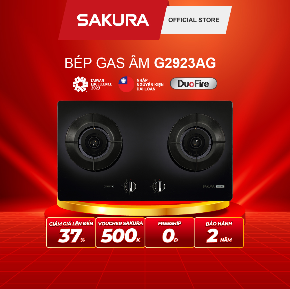 [2025] Bếp Gas Dương Đôi SAKURA G2923AG Lửa Xoáy Kép Thế Hệ Mới- Bảo Hành Chính Hãng