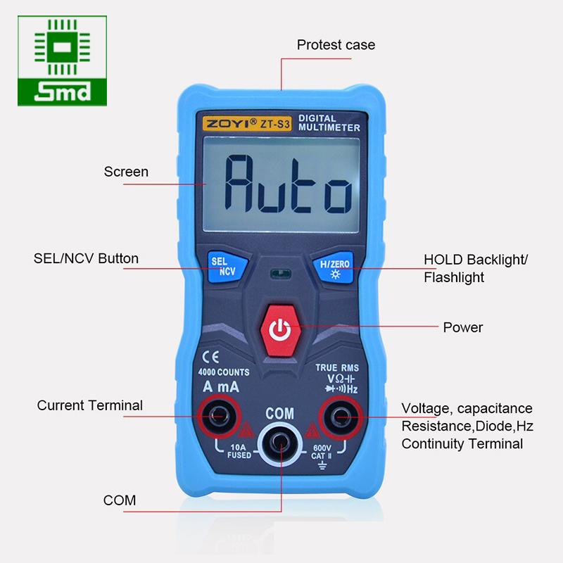 Đồng hồ vạn năng ZOYI ZT-S3,đồng hồ đo tần số và tụ điện, đo điện áp và dòng điện AC/DC, dò điện âm tường
