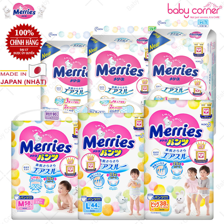 Tã quần merries cho bé các size