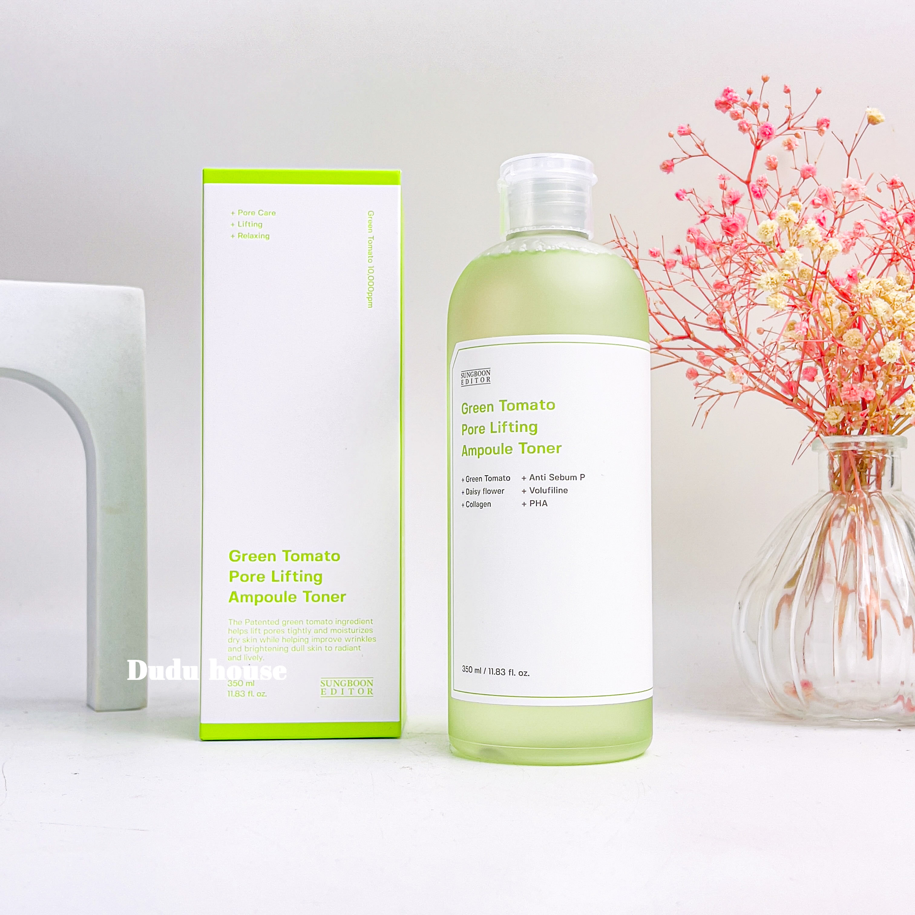Nước Hoa Hồng Cà Chua Xanh Sungboon editor Green tomato pore lifting ampoule toner 350ml Duduhouse