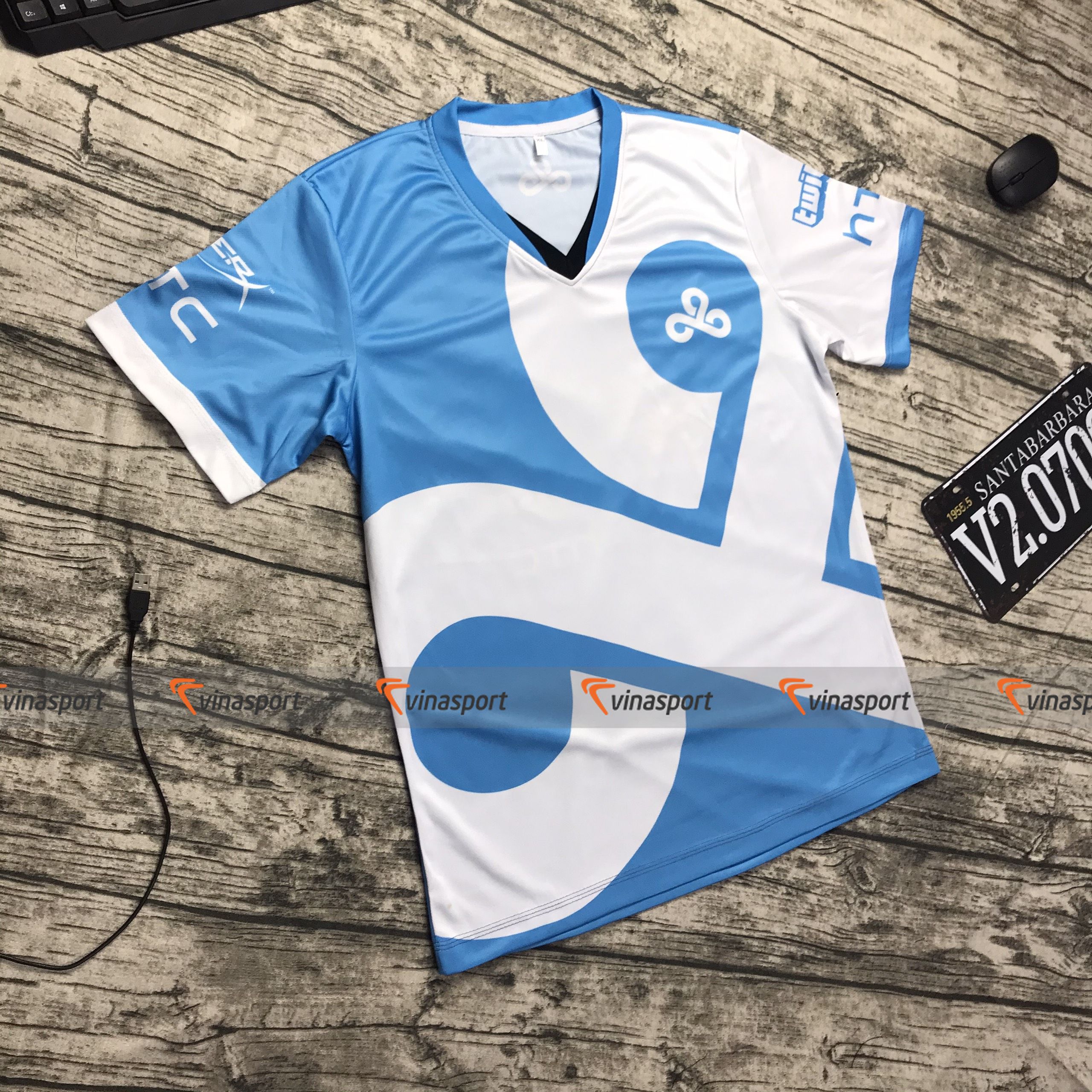 Áo thun Game Esports Cloud 9 Trắng Xanh
